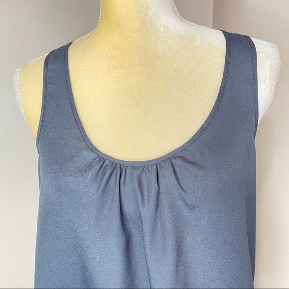 Women Tank Top Large Gray Racerback Pleated - Picture 5 of 13